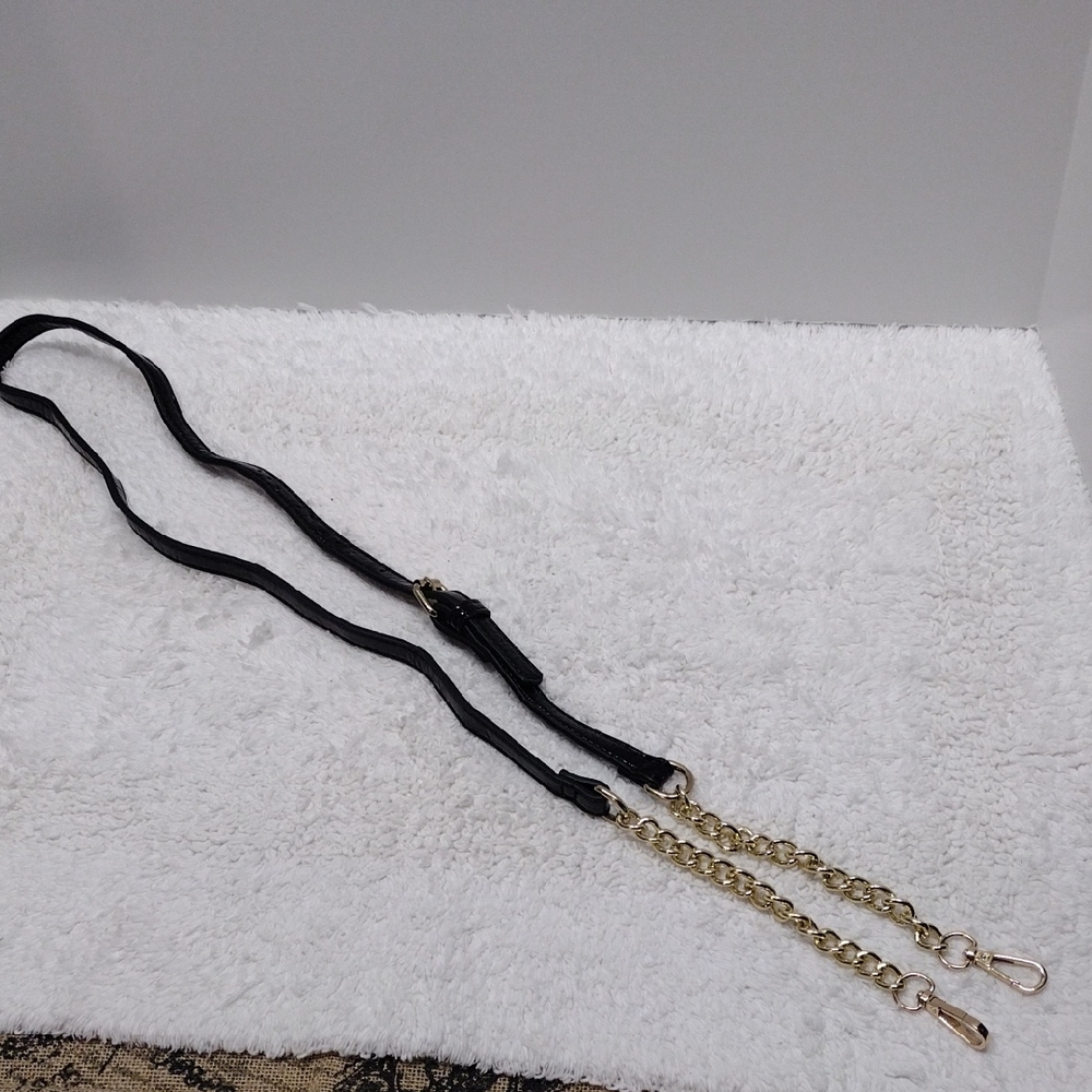 Black Chain Strap Purse 5 Eyelets Adjustable 51"-57" Long x 1/2" Wide #135-26